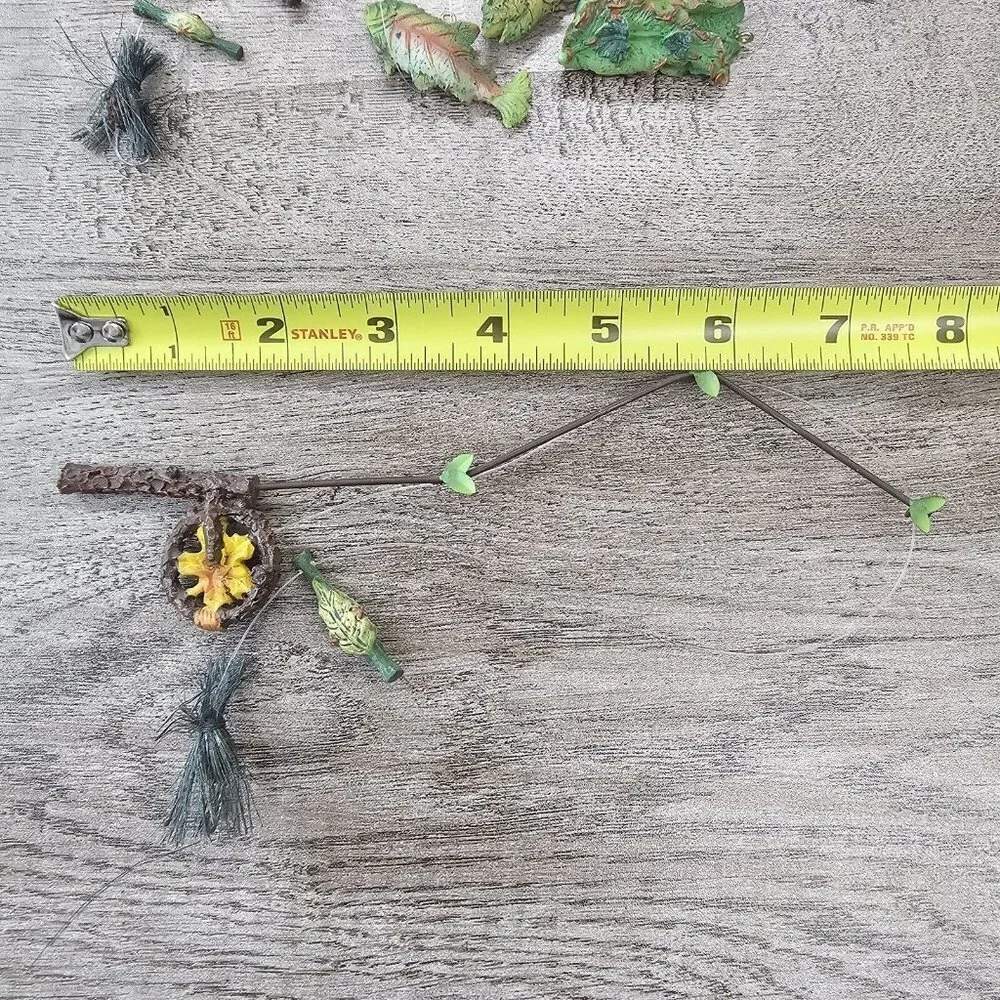 Christmas Tree Ornaments Set Of 11 Rustic Green Fishing Bait Pole Cabin Decor